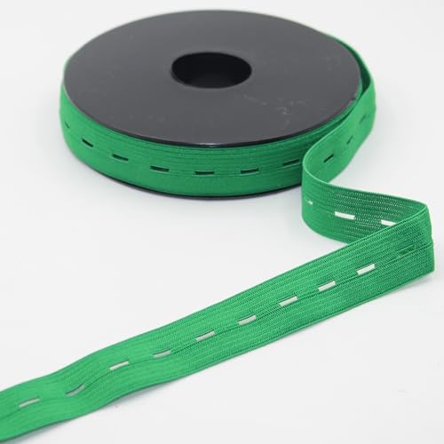 Accessoires LEDUC, 10 Meter Elastisches Knopfloch (20 mm), verstellbares und strapazierfähiges Gummiband, ideal für Umstandsmode und Kinderhosen (Grün 08) von ACCESSOIRES LEDUC