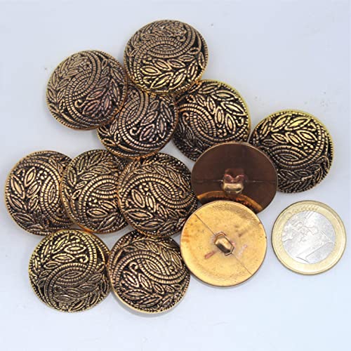 LEDUC 100 goldene Knöpfe mit Quanz, pflanzliches Motiv, Lorbeerfarn, 25 mm, ideal für Anzug, Blazer, Weste, Mäntel usw von ACCESSOIRES LEDUC