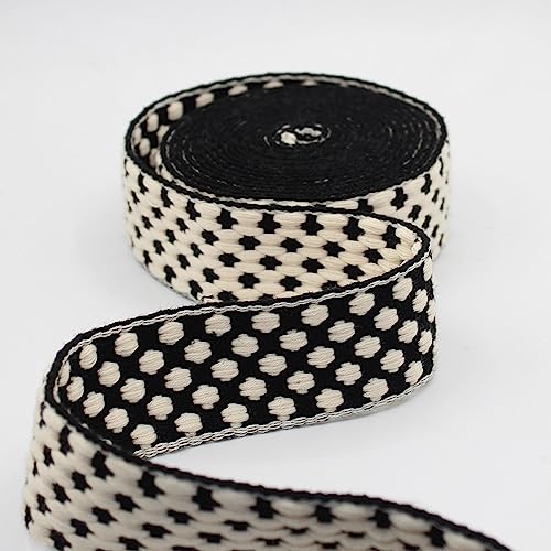 LEDUC Gurtband, gewebt, Punktpatern, bestickt, Polyester & Baumwolle, 38 mm, 372, Schwarz von ACCESSOIRES LEDUC