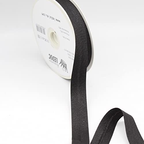 Leduc 20 Meter Schrägband, 13 Farben, Metall, Lurex, zum Nähen, doppelt gefaltet, 8 + 20 + 8 mm, italienische Qualität, 13902, Schwarz von ACCESSOIRES LEDUC