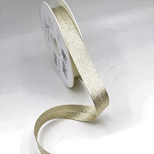 Leduc 20 Meter Schrägband, 13 Farben, Metall, Lurex – zum Nähen doppelt gefaltet, 8 + 20 + 8 mm, italienische Qualität, 9563 Light Gold von ACCESSOIRES LEDUC