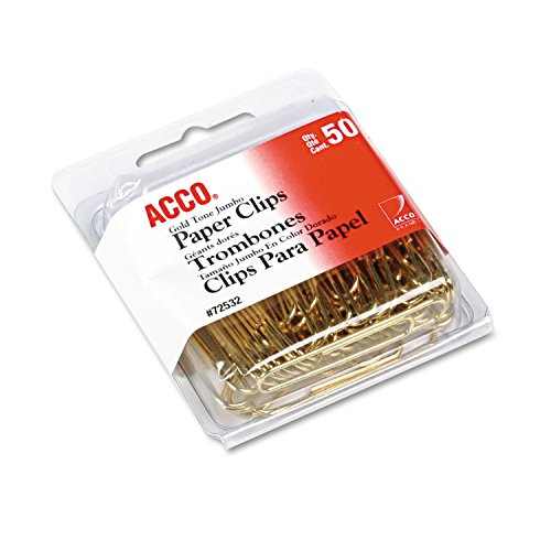 ACCO Büroklammern, Jumbo, glatt, gold, 50 Clips/Box (72532) von ACCO Brands