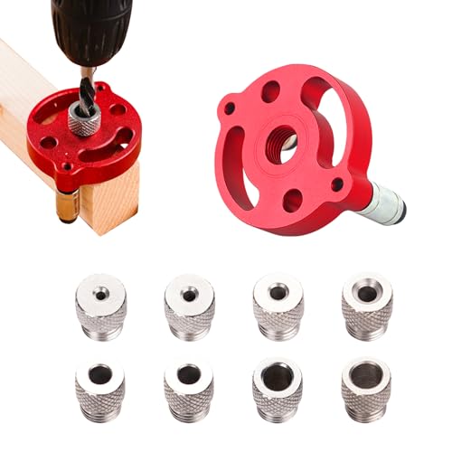 ACESOME Holzbearbeitungs Bohrhilfe, Bohrhilfe Senkrecht Bohren Bohrlocher Mittenfinder aus Aluminiumlegierung, für Massivholz, Harthol (Rot, 3/4/5/6/7/8/9/10 mm) von ACESOME ㅤ