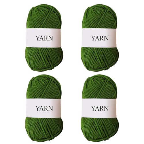 ACESOME Milchbaumwolle Häkelgarn, 4 x 25g Häkelgarn, Baumwollgarn Baumwolle Babywolle für Häkel- und Strickprojekt, Baumwolle Crochet Yarn, Garn zum Stricken Häkeln und Basteln (Grün) von ACESOME ㅤ