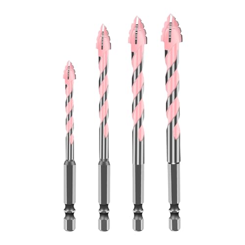 ACESOME Sägezahn Bohrer, Rosa Gerwand Bohrer mit 4 Schneiden, Exzenterbohrer Sägezahnbohrer Set Bohrersets für Beton Glas Mauerwerk (6/8/10/12mm) von ACESOME ㅤ