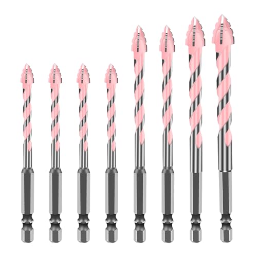 ACESOME Sägezahn Bohrer, Rosa Gerwand Bohrer mit 4 Schneiden, Exzenterbohrer Sägezahnbohrer Set Bohrersets für Beton Glas Mauerwerk (6666/88/10/12mm) von ACESOME ㅤ