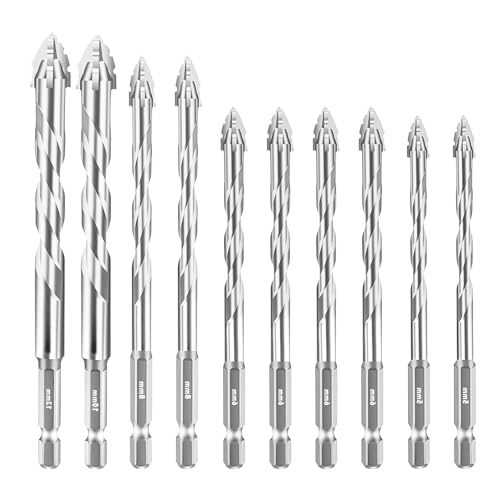 ACESOME Sägezahnbohrer Exzenterbohrer Set, Gerwand Bohrer mit 4 Schneiden, Drill Set aus Wolframstahl Für Glas, Keramik, Holz & Metall (2 x 5mm + 4 x 6mm+2 x 8mm +10mm +12mm) von ACESOME ㅤ