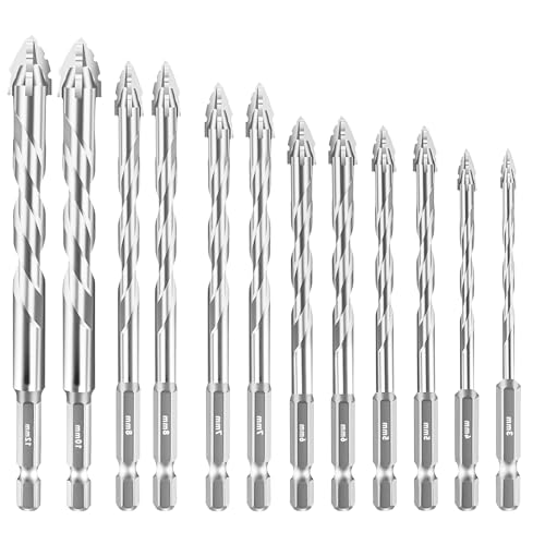 ACESOME Sägezahnbohrer Exzenterbohrer Set, Gerwand Bohrer mit 4 Schneiden, Drill Set aus Wolframstahl Für Glas, Keramik, Holz & Metall (3+4mm +2 x 5mm+2 x 6 +2 x 7mm+2 x 8mm +10mm +12mm) von ACESOME ㅤ