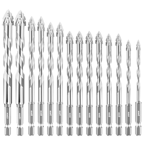 ACESOME Sägezahnbohrer Exzenterbohrer Set, Gerwand Bohrer mit 4 Schneiden, Drill Set aus Wolframstahl Für Glas, Keramik, Holz & Metall (3+4mm +2 x 5mm+4 x 6 +2 x 7mm +2 x 8mm +10mm +12mm) von ACESOME ㅤ