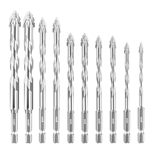 ACESOME Sägezahnbohrer Exzenterbohrer Set, Gerwand Bohrer mit 4 Schneiden, Drill Set aus Wolframstahl Für Glas, Keramik, Holz & Metall (3mm +4mm +2 x 5mm + 2 x 6mm+2 x 8mm +10mm +12mm) von ACESOME ㅤ