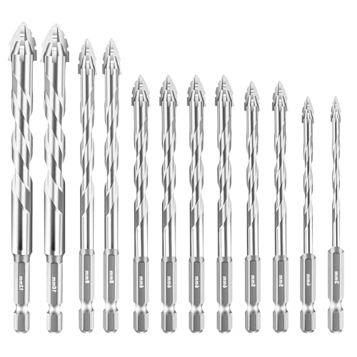 ACESOME Sägezahnbohrer Exzenterbohrer Set, Gerwand Bohrer mit 4 Schneiden, Drill Set aus Wolframstahl Für Glas, Keramik, Holz & Metall (3mm +4mm +2 x 5mm + 4 x 6mm+2 x 8mm +10mm +12mm) von ACESOME ㅤ