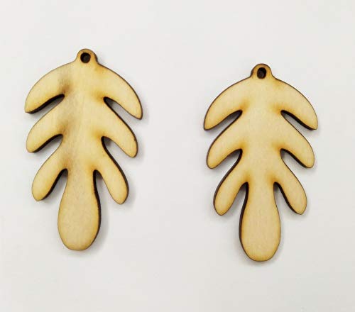 30 Stück Eichenblatt-Form Holzschmuck, DIY unlackiert, lasergeschnittenes Naturholz Ohrringe Blanks, DIY unlackierte Holzrohlinge (5,1 cm) von ACFENG