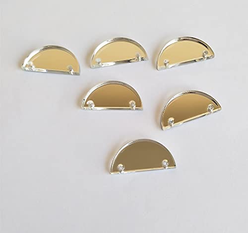 30 Stück halbrunde Spiegel-Acryl-Schmuckstücke, Acryl-Ohrringe oder Halsketten, Rohlinge, Acryl-Ohrring, Acryl-Ohrstecker (silberfarbener Spiegel) von ACFENG