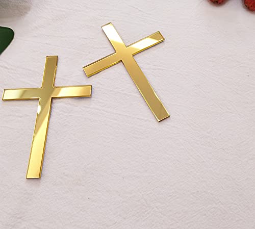 Kreuz Tortendeko, Acryl Kreuz Kuchen Charm Topper, Tortendeko Acryl Taufe Kreuz Kuchen Charm Religiöse Feier (Gold Spiegel, 15,2 cm) von ACFENG