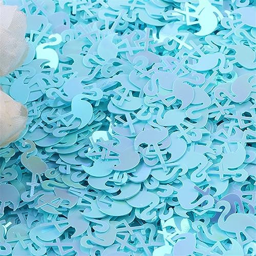 Party-Dekorationen, 15 g, schillernd, glitzernd, Flamingo, Glitzer, Konfetti, Rosa, für Babyparty, Sommerparty, Tischdekoration, Bastelbedarf, 10 x 15 mm (Farbe: Blau) von ACHVAC
