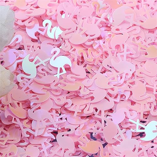 Party-Dekorationen, 15 g, schillernd, glitzernd, Flamingo, Glitzer, Konfetti, Rosa, für Babyparty, Sommerparty, Tischdekoration, Bastelbedarf, 10 x 15 mm (Farbe: Rosa) von ACHVAC