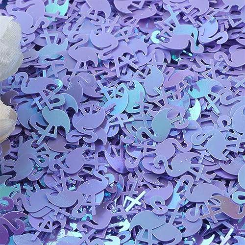 Party-Dekorationen, 15 g, schillernd, glitzernd, Flamingo, Glitzer, Konfetti, Rosa, für Babyparty, Sommerparty, Tischdekoration, Bastelbedarf, 10 x 15 mm (Farbe: Violett) von ACHVAC