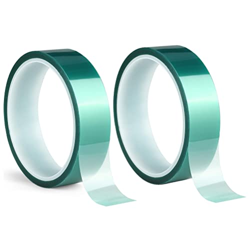 ACIT 2 Rollen Polyester-Klebeband für hohe Temperaturen, grünes PET-Klebeband, Silikonklebeband, perfekt für: eloxiert, 3D-Drucker, Thermofarbe (66m x 15mm) von ACIT