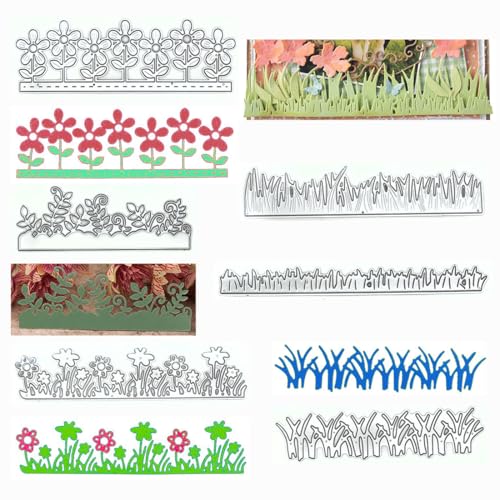 Metall-Stanzformen mit Graskanten, für Scrapbooking, Basteln, Blumen-Prägeschablonen, Schablonen für DIY-Alben, Kartenherstellung, Dekoration, Basteln, Fotoalbum, 6 Stück von ACKJGGG