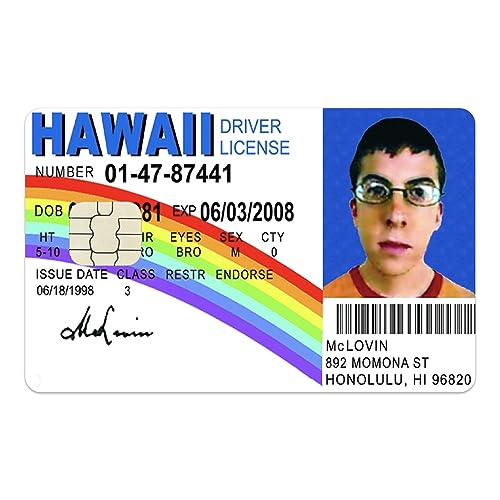 McLovin Kreditkarten Sticker, Fahrerlaubnis Aufkleber, EC Karten Skin Cover, Credit Card Sticker, Easy Apply (Large Chip) von ACME LABS