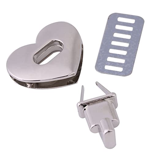 ACOGEDO Vielseitig Herzförmige Metallverschluss Schloss für Handtaschen - Stilvolle Twist -Lock Hardware für Taschen Silber & Bronze Optionen Set von 5 (SILVER) von ACOGEDO