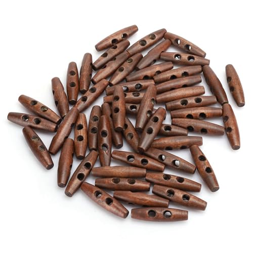 Premium -Qualität Dunkler Kaffee Holznähte Knöpfe 2 Löcher für DIY -Projekte und Kleiderdekoration - 50 -teilige Robuste Mantelzubehör für Pullover, Hüte und Hemden von ACOGEDO