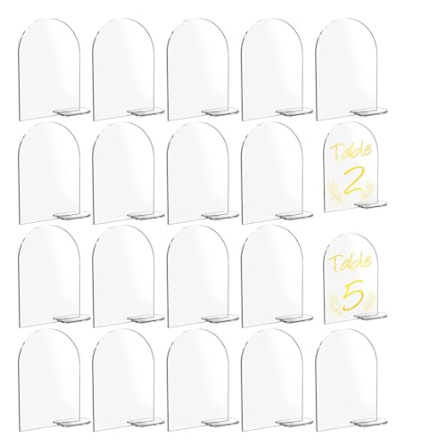 20 Stücke Tischnummern Hochzeit, Transparentes Bogen Acrylschild mit Ständer, Blanko Gewölbt Acrylplatte, Gäste-Namen, Acryl-Tischkarten, Sitzkarten, für Hochzeit, Party, Veranstaltung, Dekoration 20 Stücke Tischnummern Hochzeit, Transparentes Bogen Acrylschild mit Ständer, Blanko Gewölbt Acrylplatte, Gäste-Namen, Acryl-Tischkarten, Sitzkarten, für Hochzeit, Party, Veranstaltung, Dekoration von ACONDE
