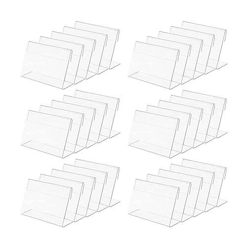 ACONDE 30 Stücke Acryl Etikettenhalter, Acryl Namenskarten Halter 6 x 4 cm, Acryl Preisschilder für Büro Schulen Shop Restaurants von ACONDE