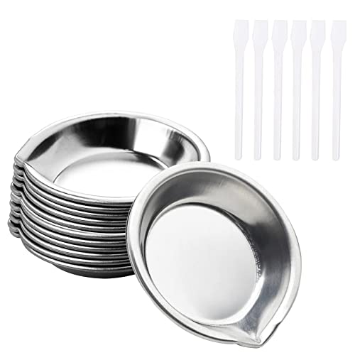 Edelstahl Farbschale, 12 Stück Kleine Runde Farbschale mit 6 Stück Kunststoff Malmesser, Silber Edelstahl Farbschale, 12 Stück Kleine Runde Farbschale mit 6 Stück Kunststoff Malmesser, Silber von ACONDE