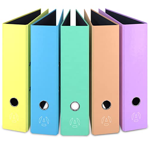 ACROPAQ - 5 x Ordner A4 - Pastell, Mit 2 Ringen, Bunt, 8 cm Rückenbreite, Made in Germany - Aktenordner, Ringbuch, Ringordner - B42049 ACROPAQ - 5 x Ordner A4 - Pastell, Mit 2 Ringen, Bunt, 8 cm Rückenbreite, Made in Germany - Aktenordner, Ringbuch, Ringordner - B42049 von ACROPAQ