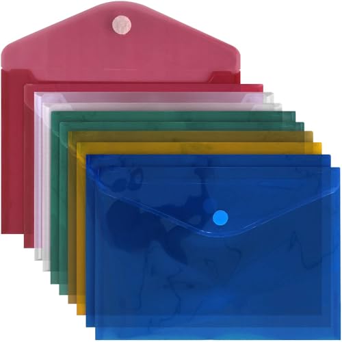 ACROPAQ - 10 x Dokumententasche A4-10er Set Mappe A4, In verschiedenen Farben, 33,5 x 24 cm, Mit Klettverschluss - Organisieren mit Leichtigkeit von ACROPAQ