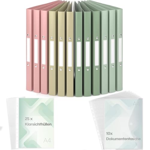 ACROPAQ - 12 x Ringbuch A4 - Inkl. 10 x Dokumententasche, 25 x Klarsichthüllen und 12 x Rückenetiketten, Mit 2 Ringen, Rückenbreite 2,5 cm, Erde, "Nature" Farbkollektion - Ringhefter, Ringordner ACROPAQ - 12 x Ringbuch A4 - Inkl. 10 x Dokumententasche, 25 x Klarsichthüllen und 12 x Rückenetiketten, Mit 2 Ringen, Rückenbreite 2,5 cm, Erde, "Nature" Farbkollektion - Ringhefter, Ringordner von ACROPAQ