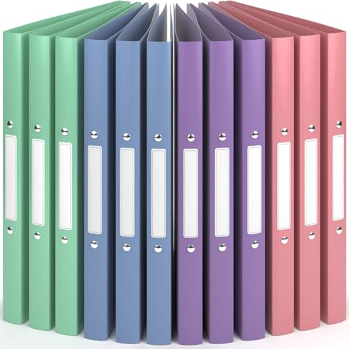 ACROPAQ - 12 x Ringbuch A4 - Mit 2 Ringen, Mit Rückenetiketten, Rückenbreite 2,5 cm, Wind, Natur Farbkollektion - Ringhefter, Ringordner, Ordner A4 Schmal, Ringmappe A4, Schulordner von ACROPAQ