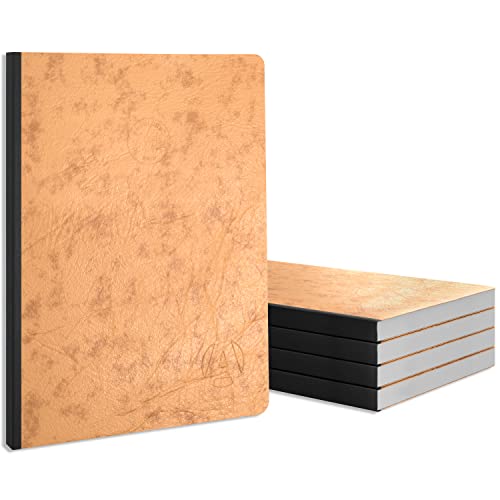ACROPAQ – 5 x Notizbuch A5 in Lederoptik - gepunktet, A5 Format, 192 Seiten mit Leinenrücken, plastikfrei, 100% recyclebar - Notizheft, Journal, Tagebuch - Braun von ACROPAQ