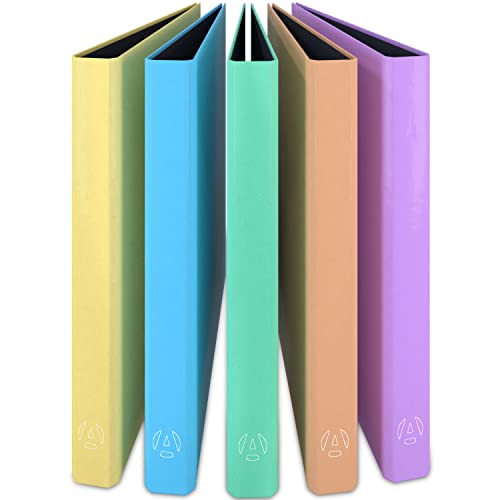 ACROPAQ - 5 x Ringbuch A4 - Schmal, 5 Pastell Farben, 2 Ringe - Ringordner A4 schmal, Ringmappe A4, Ringordner, Ringhefter, Aktenordner, Ordner - Pastell - B42032 von ACROPAQ