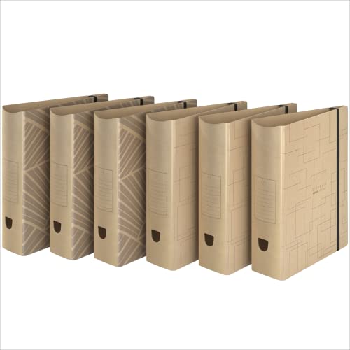 ACROPAQ - 6 x ECO Ringordner A4 mit Gummibandverschluss - Aus recyceltem Material, mit 2 Ringen, 2 coole Motive im natürlichen Look, 8 cm Rückenbreite - Aktenordner, Ringbuch, A4 Ordner- Braun ACROPAQ - 6 x ECO Ringordner A4 mit Gummibandverschluss - Aus recyceltem Material, mit 2 Ringen, 2 coole Motive im natürlichen Look, 8 cm Rückenbreite - Aktenordner, Ringbuch, A4 Ordner- Braun von ACROPAQ