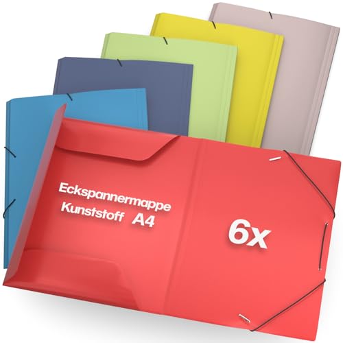 ACROPAQ - 6 x Sammelmappe A4 - Bis zu 200 Seiten, Rückenbreite 2,5cm, Elastischer Verschluss, Sommer, Natur Farbkollektion - Dokumentenmappe, Archivbox, Heftbox von ACROPAQ