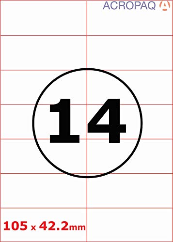 ACROPAQ - Etiketten - 105 x 42,4 mm, 1400 Stück - Weiß von ACROPAQ