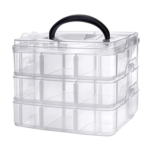 Aufbewahrungsbox Sortierbox Transparente Stapelbare Box Fächer Aufbewahrungsbox Transparente Sortierboxen Aufbewahrungsbox Mit Tragegriff Plastik Transparent Stapelbar für Verschiedene Kleinteile von ACSWBRT