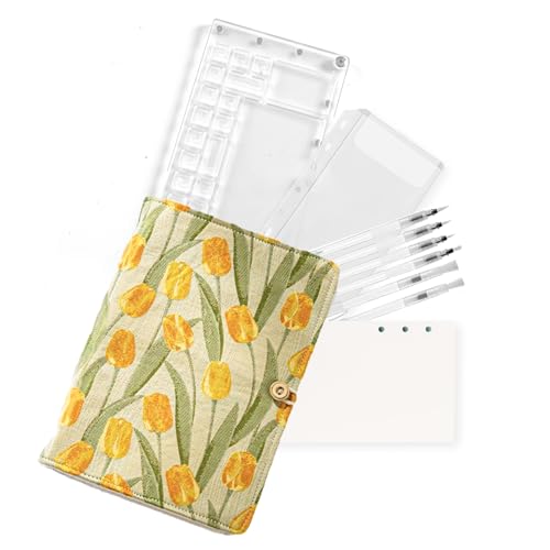 A6-Ordner-Aquarell-Reise-Set, nachfüllbar, besticktes Tagebuch mit Mini-Farbpalette. Dickes Papier, Reisetagebuch/Skizzenbuch/Arbeitsbuch für Mädchen, Tulpenblumen, Kunst-Notizbuch A6-Ordner-Aquarell-Reise-Set, nachfüllbar, besticktes Tagebuch mit Mini-Farbpalette. Dickes Papier, Reisetagebuch/Skizzenbuch/Arbeitsbuch für Mädchen, Tulpenblumen, Kunst-Notizbuch von ACTANCEN