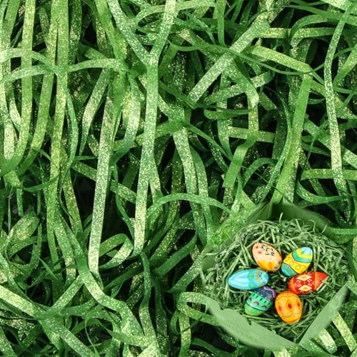 ACTOYS Ostergras Papier, 200g Ostergras Grün, Ostergras Dekogras, Geschreddertes Papier für Geschenkbox, Füllmaterial Geschenk für Osterkorb Osternester Oster Geschenkbox Geschenktüte von ACTOYS