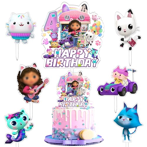 7 Stück Gabb Geburtstag Deko Set - Tortendeko für Mädchen, Kuchen Topper, Cupcake Einsätze, Happy Birthday Dekoration für Kinder, 4 Jahre 7 Stück Gabb Geburtstag Deko Set - Tortendeko für Mädchen, Kuchen Topper, Cupcake Einsätze, Happy Birthday Dekoration für Kinder, 4 Jahre von ACTUALLYX
