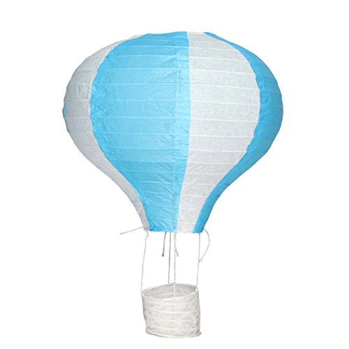 ACVIP 6er Set Heißluftballon Form Süß Papier Lampion Lampenschirm Hängeleuchte Blau und Weiß (30cm) von ACVIP