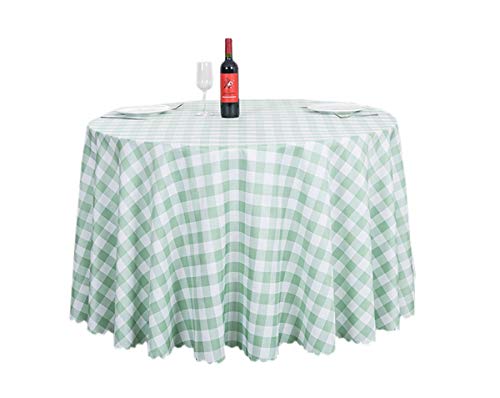 ACVIP Tischdecke Runde Tischtücher Retro Kariert Tischdecken Lotuseffekt Tafeltuch Geeignet für Home Küche Dekoration(Hell grün, 160cm) von ACVIP