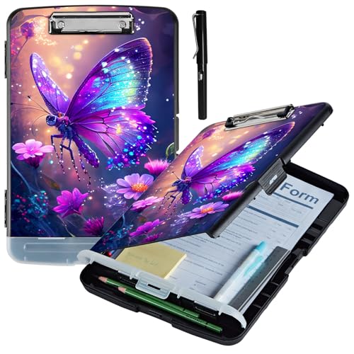 ACWDMKH Klemmbrett mit Aufbewahrung, Kunststoff-Klemmbrett mit flachem Profil-Clip, robuste Klemmbretter mit hoher Kapazität, Stifthalter und Bleistift, Lehrer-Must-Haves, Bürobedarf, glitzernder ACWDMKH Klemmbrett mit Aufbewahrung, Kunststoff-Klemmbrett mit flachem Profil-Clip, robuste Klemmbretter mit hoher Kapazität, Stifthalter und Bleistift, Lehrer-Must-Haves, Bürobedarf, glitzernder von ACWDMKH