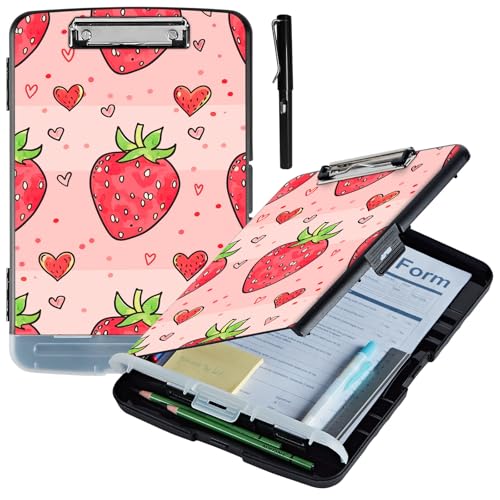 ACWDMKH Klemmbrett mit Aufbewahrung, Kunststoff-Klemmbrett mit flachem Profil-Clip, robuste Klemmbretter mit hoher Kapazität, Stifthalter und Bleistift, Lehrer-Must-Haves, Bürobedarf, niedliche rosa ACWDMKH Klemmbrett mit Aufbewahrung, Kunststoff-Klemmbrett mit flachem Profil-Clip, robuste Klemmbretter mit hoher Kapazität, Stifthalter und Bleistift, Lehrer-Must-Haves, Bürobedarf, niedliche rosa von ACWDMKH