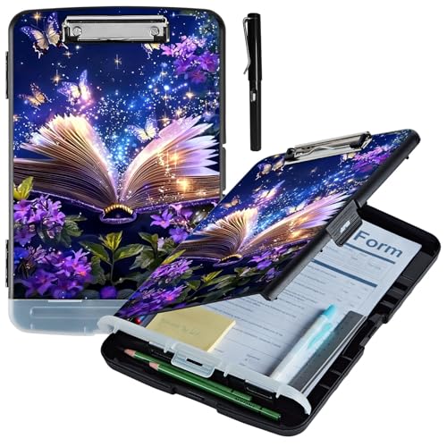 ACWDMKH Klemmbrett mit Aufbewahrung, Kunststoff-Klemmbrett mit flachem Profil-Clip, robuste Klemmbretter mit hoher Kapazität, Stifthalter und Bleistift, Lehrer-Must-Haves, Bürobedarf ACWDMKH Klemmbrett mit Aufbewahrung, Kunststoff-Klemmbrett mit flachem Profil-Clip, robuste Klemmbretter mit hoher Kapazität, Stifthalter und Bleistift, Lehrer-Must-Haves, Bürobedarf von ACWDMKH