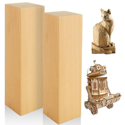 ACXFOND 2 Stück unlackierte Lindenholzschnitzblöcke, 30,5 x 7,6 x 7,6 cm, große Schnitzblöcke aus Lindenholz, zum Basteln für Schnitzarbeiten, Klasse, Kunst, Heimwerkerbedarf von ACXFOND