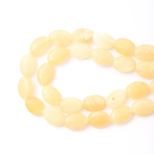 10×14mm Natürliche gelbe Jade flache ovale Steinperlen Lose Trennperlen aus Edelsteinen für DIY Halsketten Armbänder Schmuckherstellung 10×14mm Natürliche gelbe Jade flache ovale Steinperlen Lose Trennperlen aus Edelsteinen für DIY Halsketten Armbänder Schmuckherstellung von ACYUNLEI