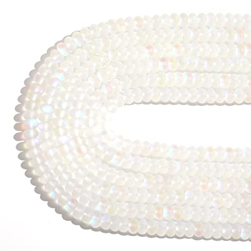 4x6mm Weiß Matte Aurora Kristall Glasperlen Lose Rondelle Scheibe Perlen mattiert Mondstein für Schmuckherstellung von ACYUNLEI